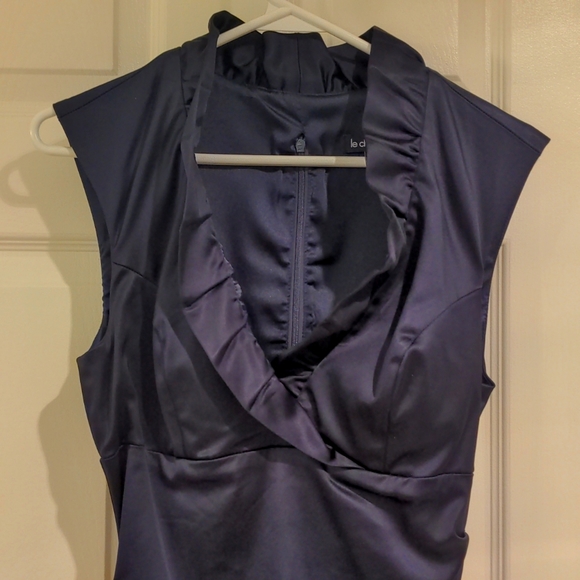 Navy Blue (nearly black) Satin Dress - Picture 3 of 8